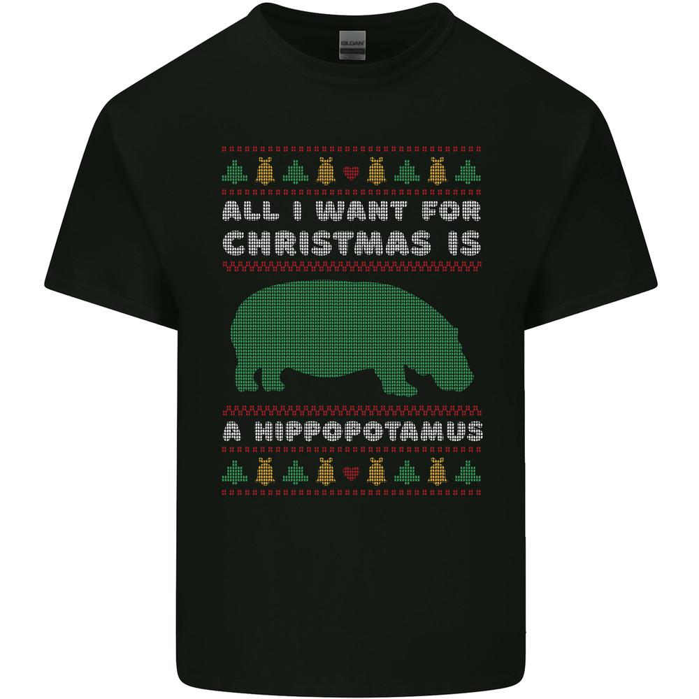 

Hippopotamus Hippo Christmas Funny Mens Light Cotton T-Shirt XL
