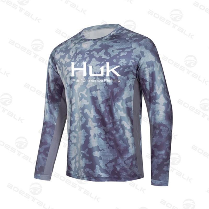 HuK Round Collar Men s Outdoor Fishing Clothes Sunscreen Ice Silk Long-sleeved Luya XXXL белый