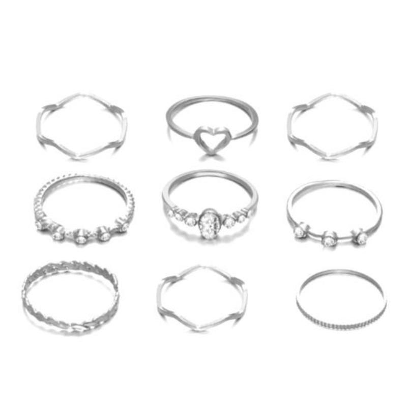 9 pezzi/set anello da dito squisito da donna semplice anello creativo vintage set per