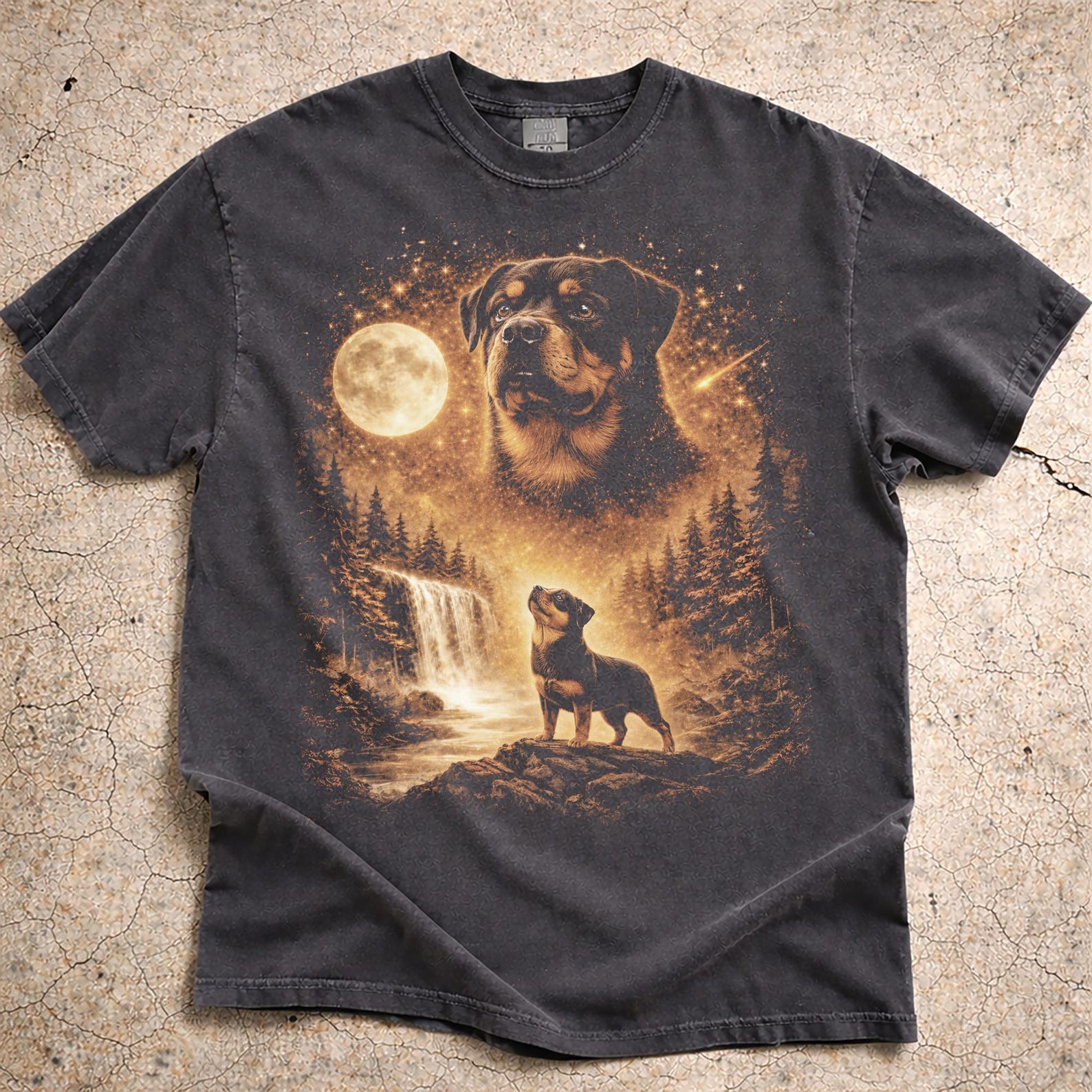 Comfort Colors Rottweiler Howling Moon Vintage Shirt, 90s Retro Animal Graphic Tee, Dog Lover S