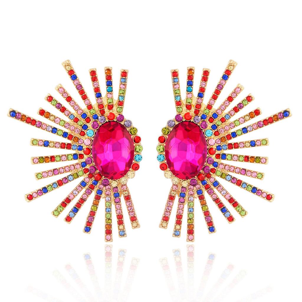 Exaggerated Symmetrical Earrings Featuring Colorful Water For Female Style Accessory