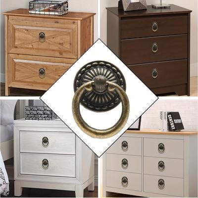 12 Pcs Vintage Bronze Drawer Ring Pulls Single Hole Knob Pulls with Screws for Furniture Cabinets Wardrobes