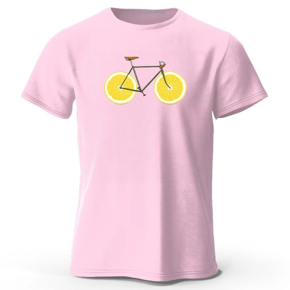 Summer Fresh Lemon Bicycle Pure Cotton T-shirt Men's Leisure and Entertainment Printed T-shirt Large Loose Sports Top