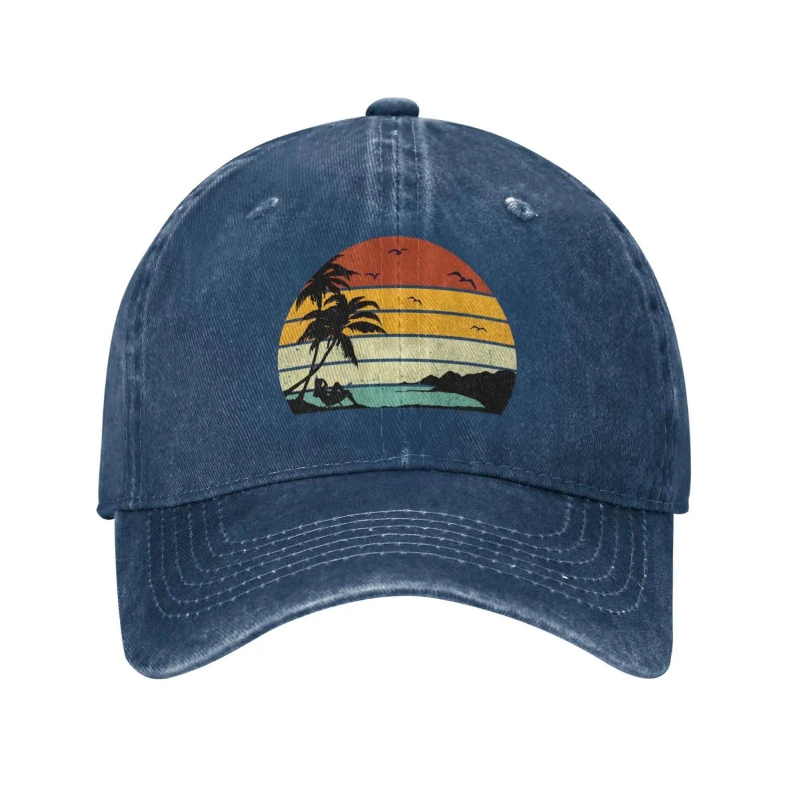 

Бейсболка для путешествий на море, пляж, ретро, закат, для мужчин и женщин, винтажная шляпа дальнобойщика, шляпы для гольфа, шляпа для папы, глубокий вереск Adjustable темно-синий