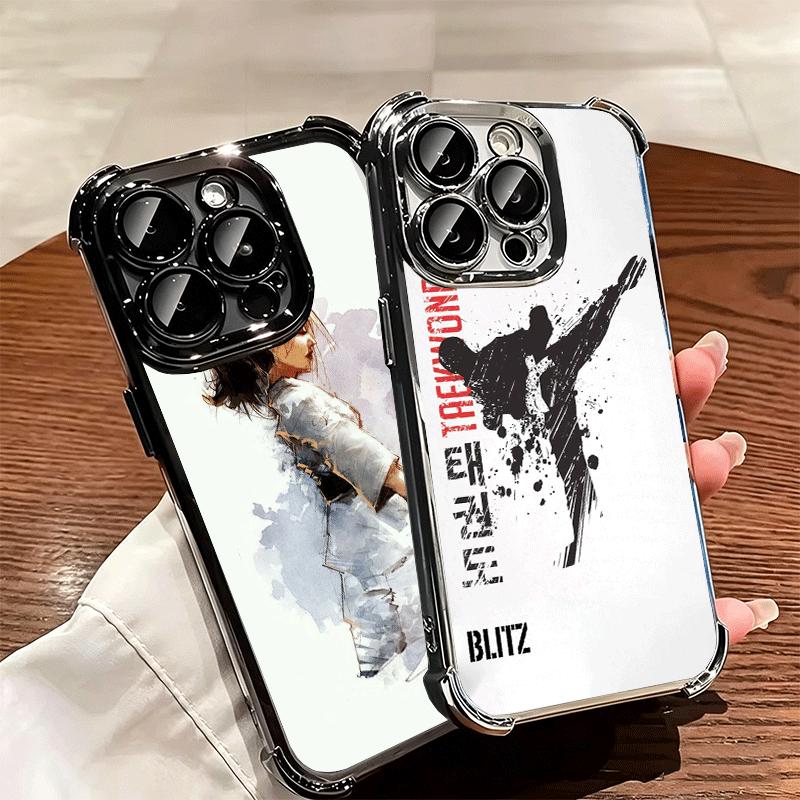Taekwondo Kungfu Desgin Soft Phone Case For iPhone 15 16 17 Air 14 Pro Max 16E Plus 13 12 Mini Plating Anti-Fall Fundas