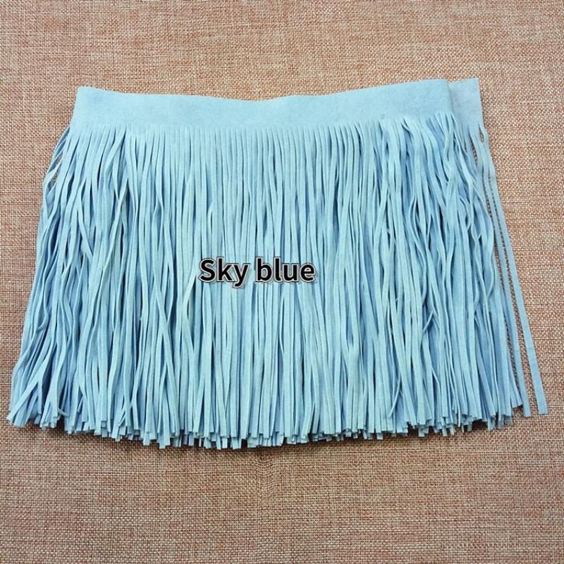 2 M Çift taraflı Suni Süet Püskül Saçak Trim DIY Etek Elbise Saçak Hem Çanta Dikiş El Sanatları