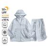 Summer Men Sunscreen Twinset Clothing Quick Dry Hooded Top And Shorts Set Hooded Men Women Sun Protection Clothing Suit