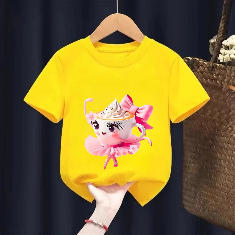 T-shirt Meme Rosa Italian Brainrot per Ragazze Estate Cotone Stampa Ballerina Cappuccino Top Magliette Streetwear Outfit
