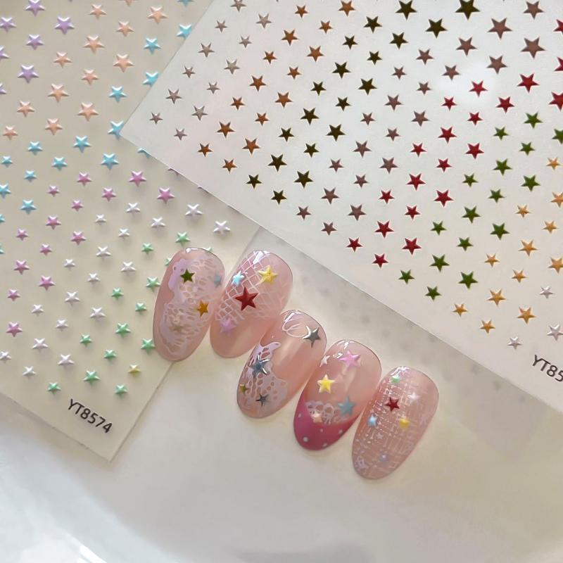 Holographic Star Nail Art Stickers Self Adhesive Assorted Colors Perfect For Diy Manicure Home Use Nail Salon Decor