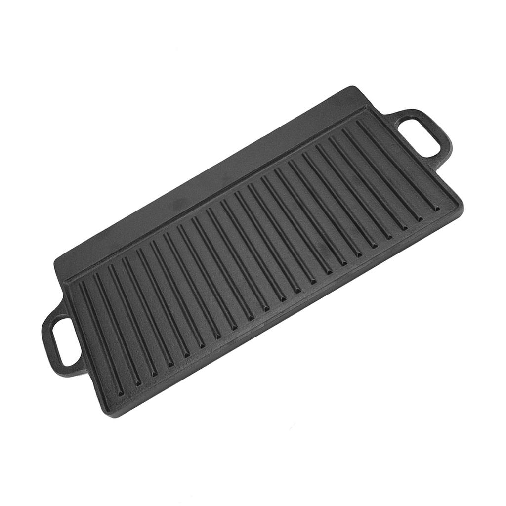 Cast Iron Frying Pan, Double-Sided Baking Cooking Pan with Two Integral Handles, Even Heat Distribution, for Oven, Gas Stove, Induction Cooker, Outdoo
