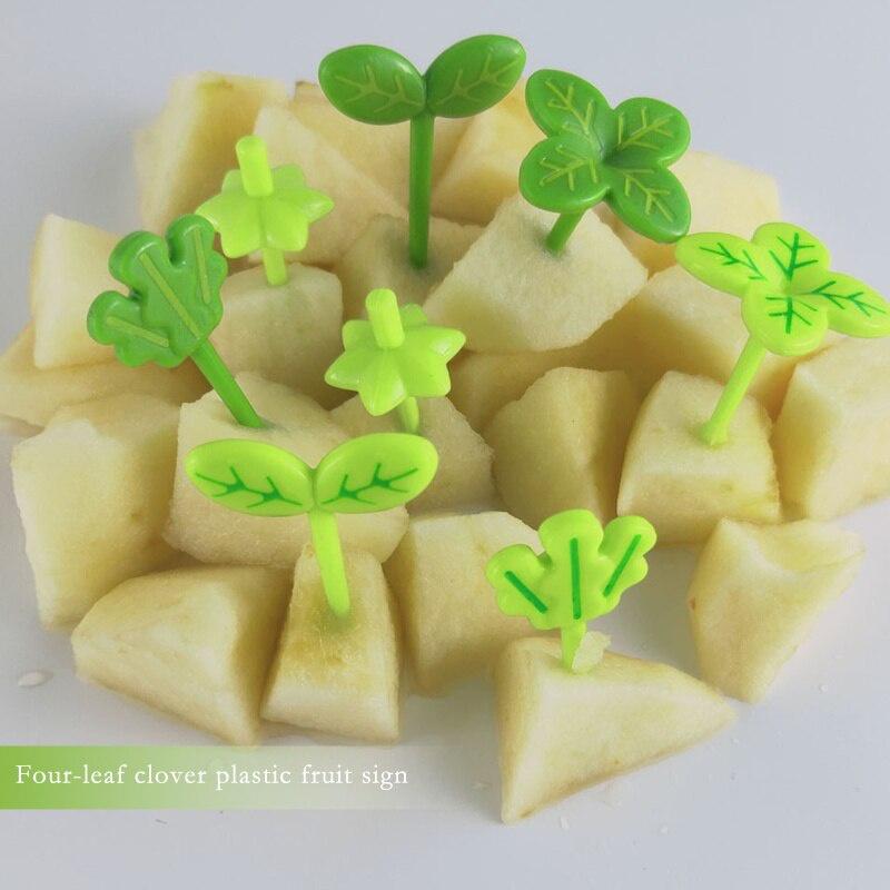 8pcs Fruit Fork Children Toothpick Food Prod Leaves Plastic Decoration Lunch Box Accessory Small Salad Tiny Fork Mini Cake Fork