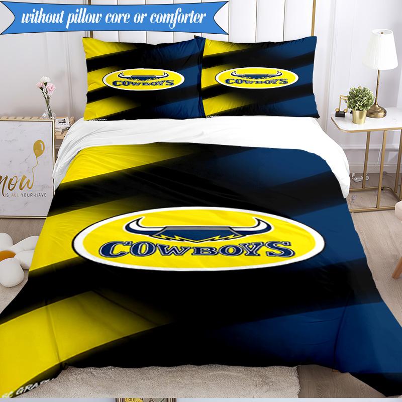 3PCS North Queensland Rugby Bedding Set 2D Printing (Includes 1 Duvet Cover + 2 Pillowcases Coreless), Bedroom decor,Fan gift