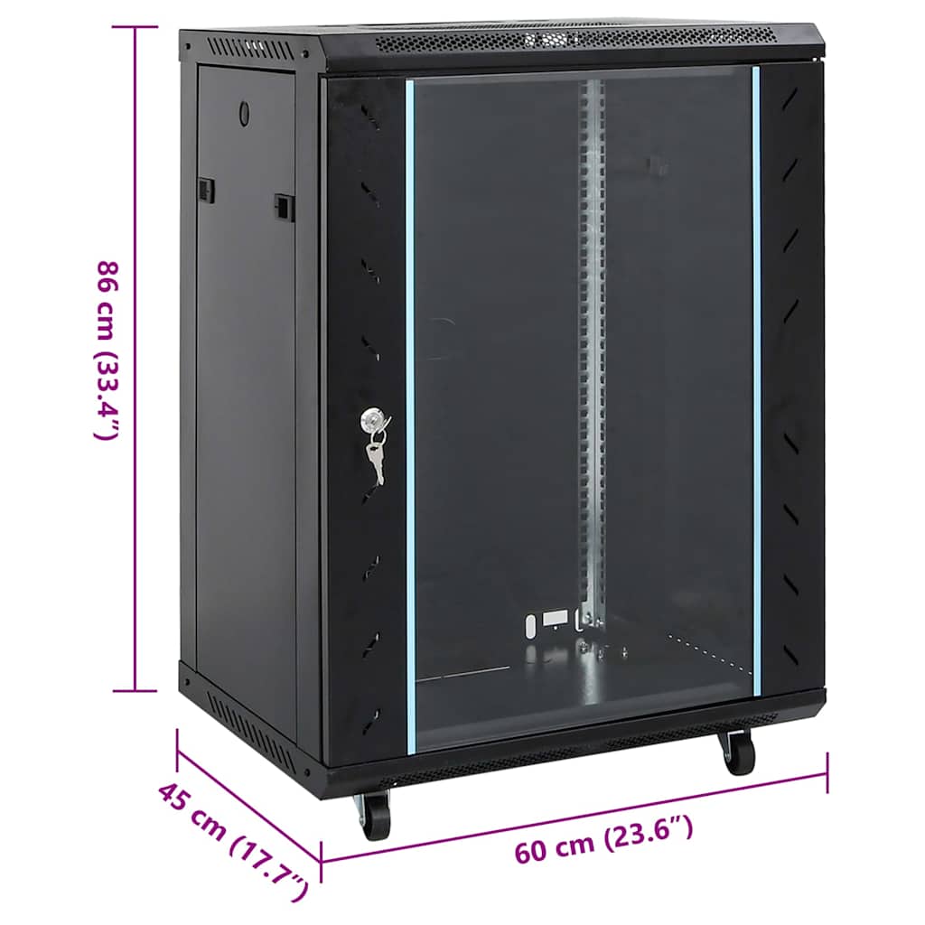 Vidaxl Szafka Serwerowa, 15U, 19", Ip20, Czarna, 53X40X80 Cm