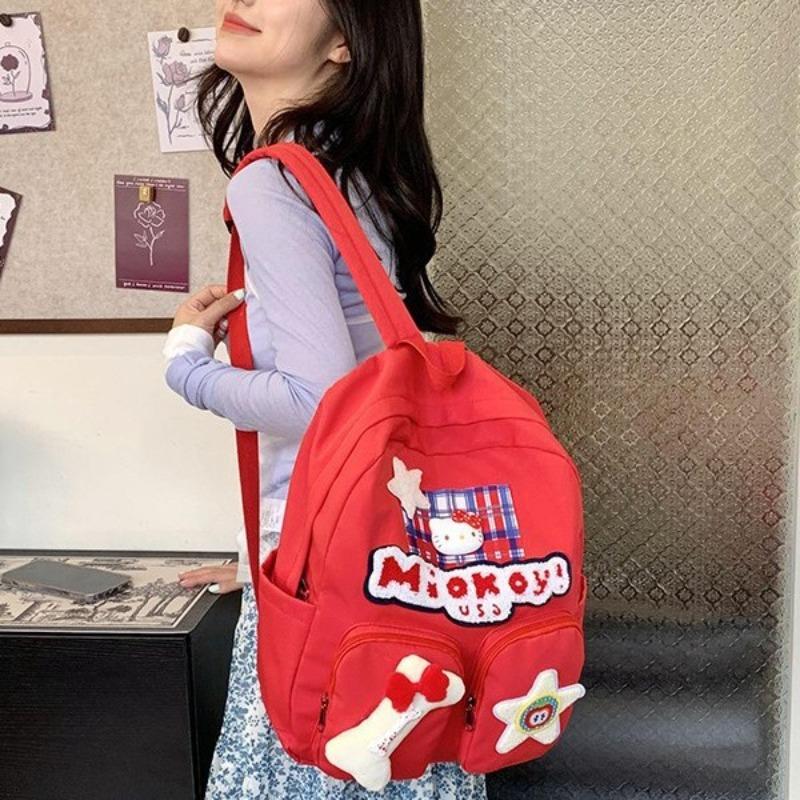 New Versatile Elementary School Backpack Women's Red Cute Cat Soft Girl Student Backpack Niche Star School Bag