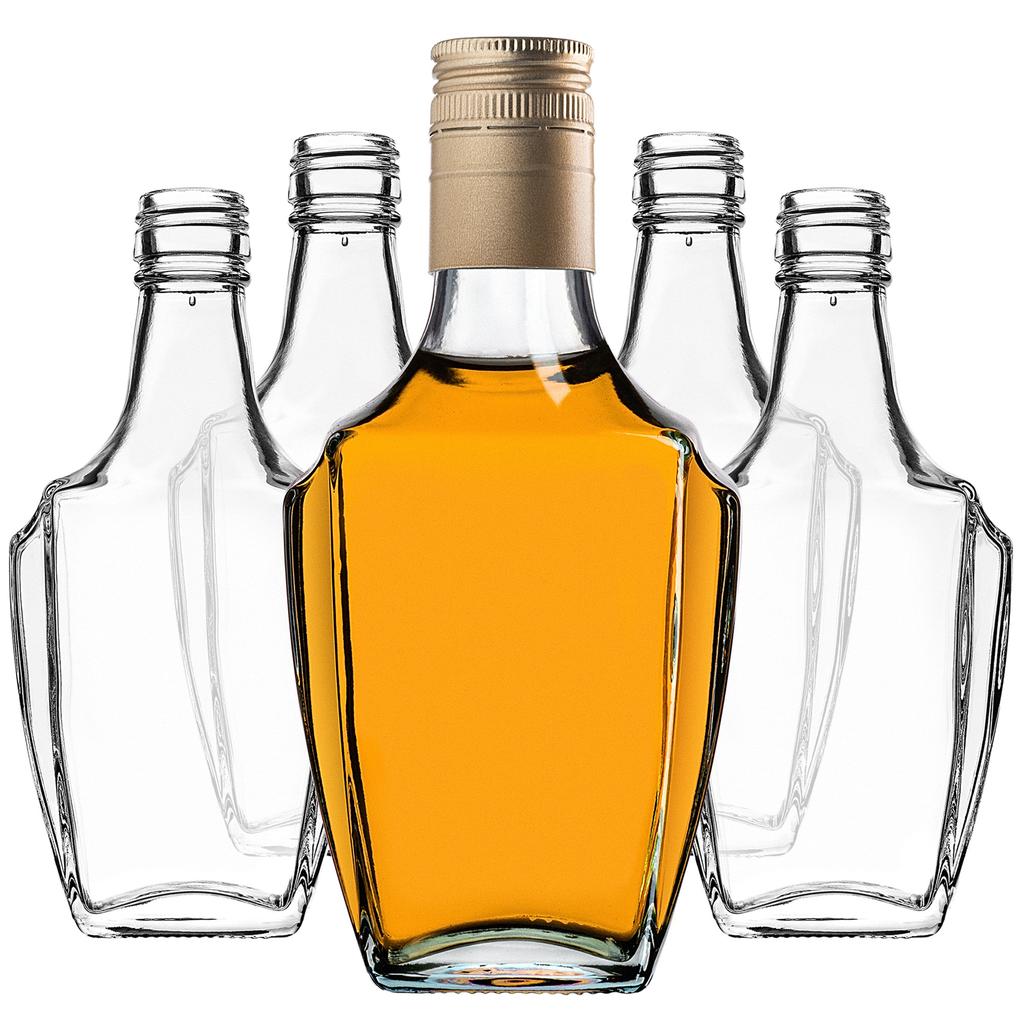 KADAX Glasflasche für Likör 250ml mit langem Schraubverschluss 5 Stück