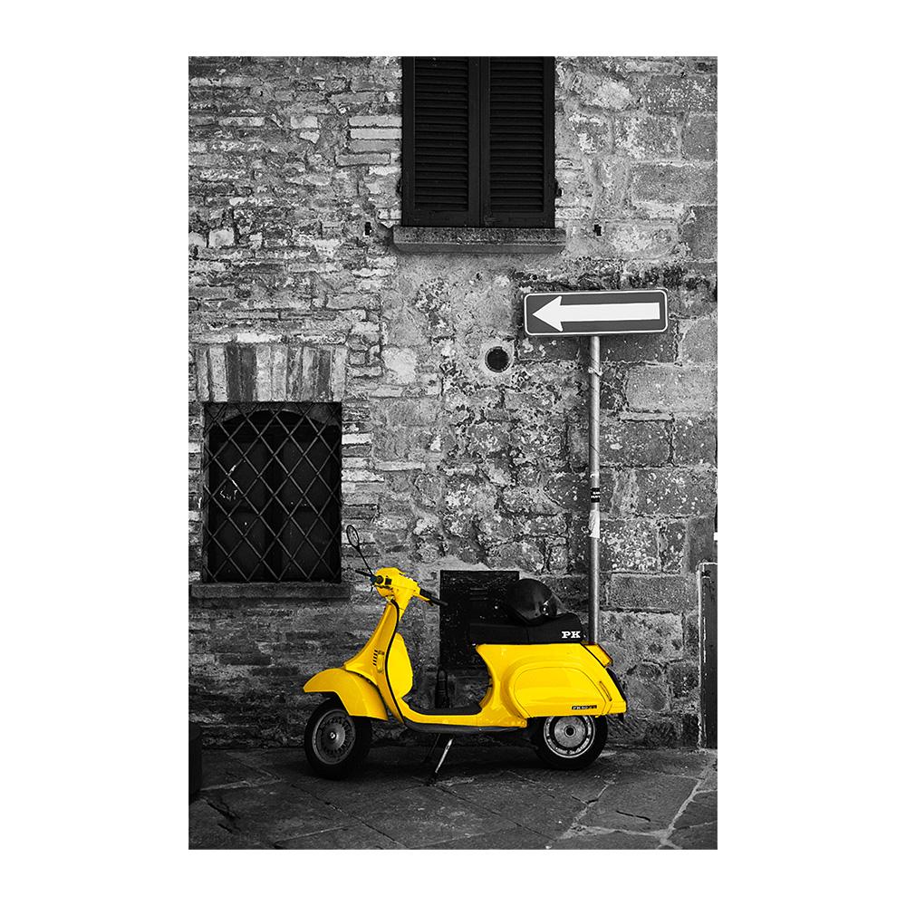 Canvas Painting,Historic Building Retro Yellow Car,Vintage Style,Office Home Decor Picture Painting, Festival Gift