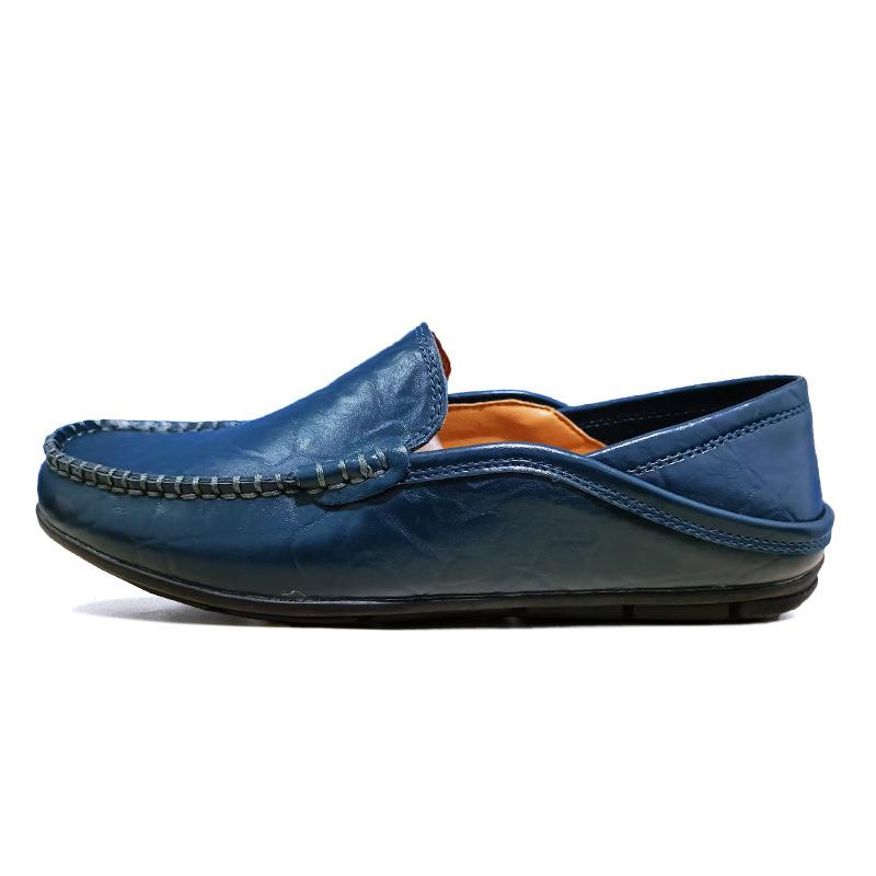 

Мужская обувь зарубежного производства 2025 года, летняя новая повседневная кожаная обувь Doudou lazy shoes, модная обувь большого размера, покупка 39