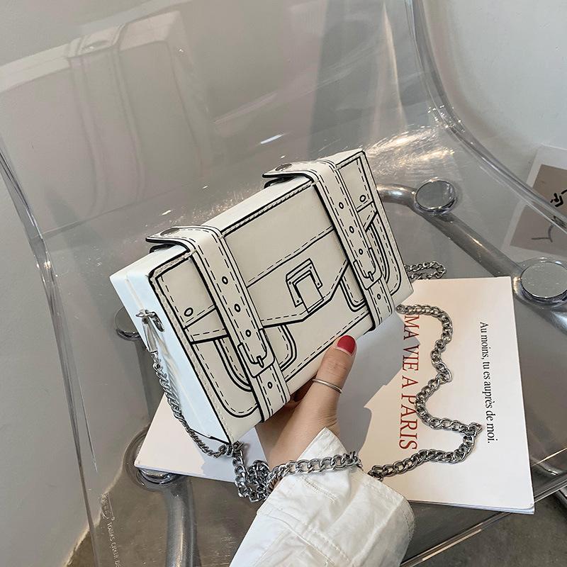 

Comic box bag women 2025 North American new two-dimensional yuan tide shoulder bag personalized girl messenger bag белый