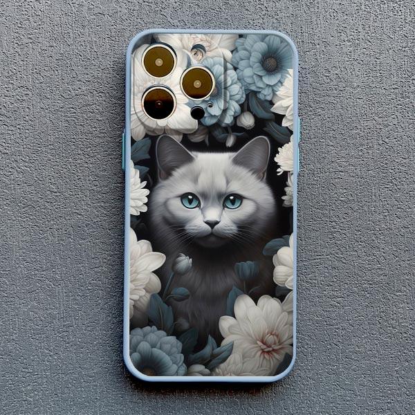 Art Painting Rose Cat Phone Case For iphone 15 14 Plus Pro Max 13 12 Mini 11 Pro MAX XS X XR 8 7 SE 2020 Shockproof Shell Cover