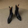 Women's low-heeled short boots autumn and winter new thick-heeled comfortable large-size simple cowhide boots
