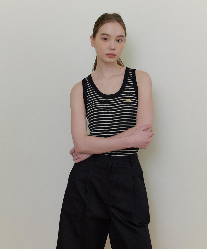 THE PENNY Stripe Sleeveless Knit - Black