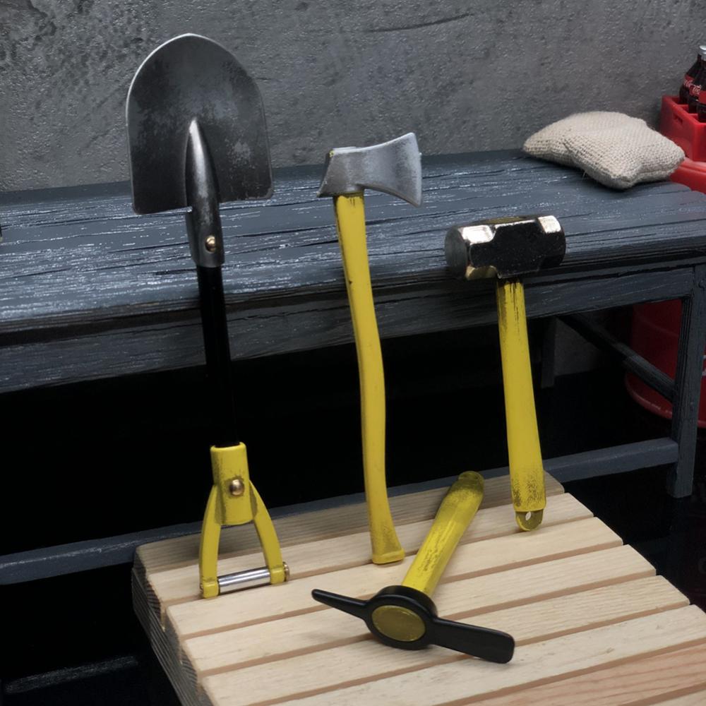 Mini 4 Adet Metal Kürek Çekiç Balta Kazma Aleti 1/10 RC Araba TRX4 SCX10 D90