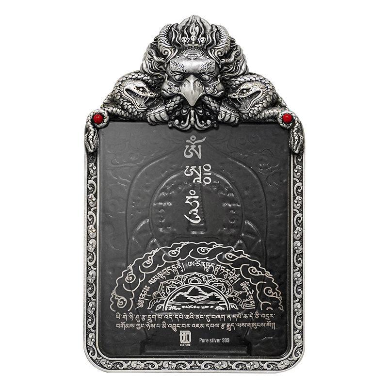 Original Golden-Winged Garuda Thangka Ga'u Box Cloud Pattern Pendant