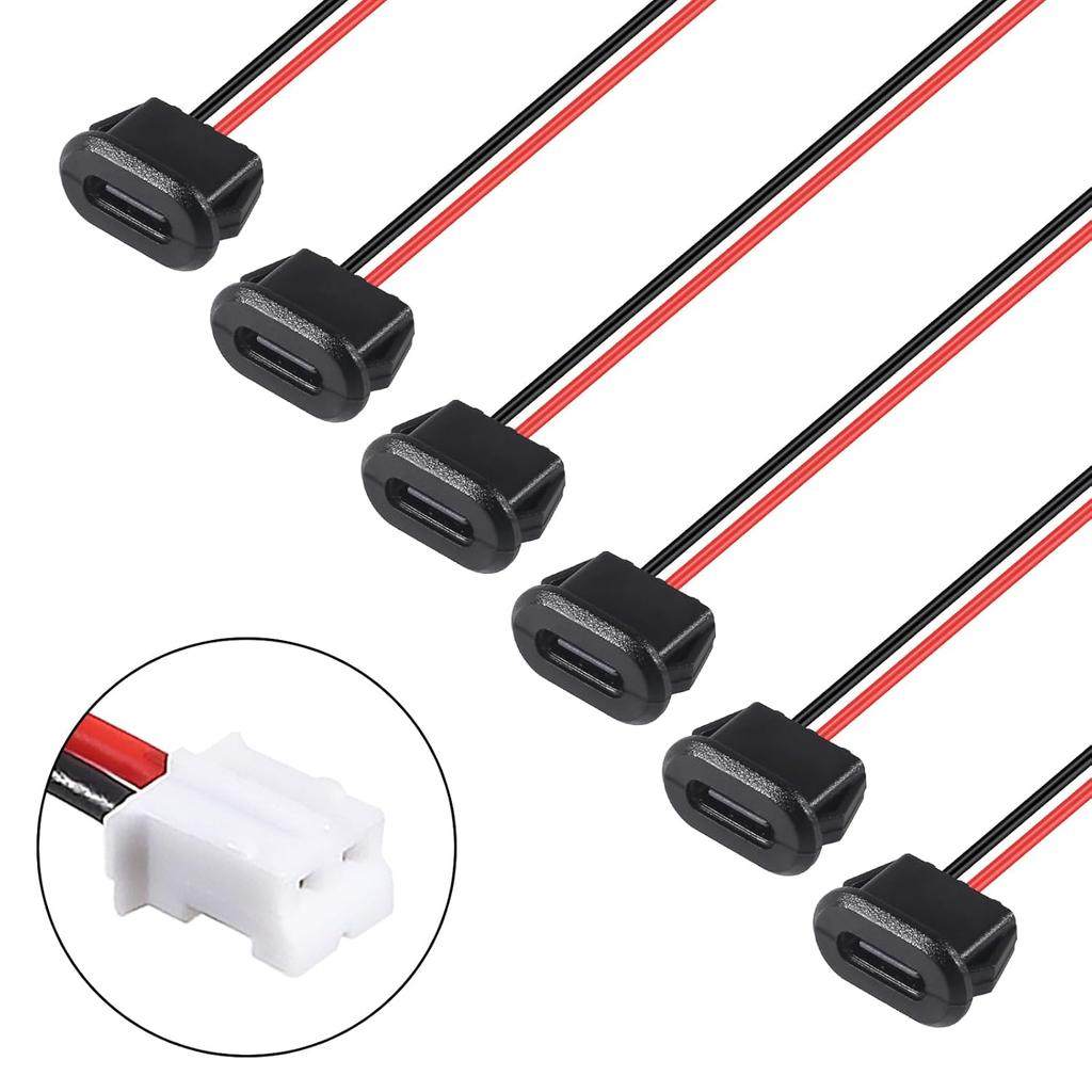5/10/15PCS Type-C Female Chassis Connector with Terminal 2Pin USB Connectors Type-C Female Chassis Direct Crimp Jack Female