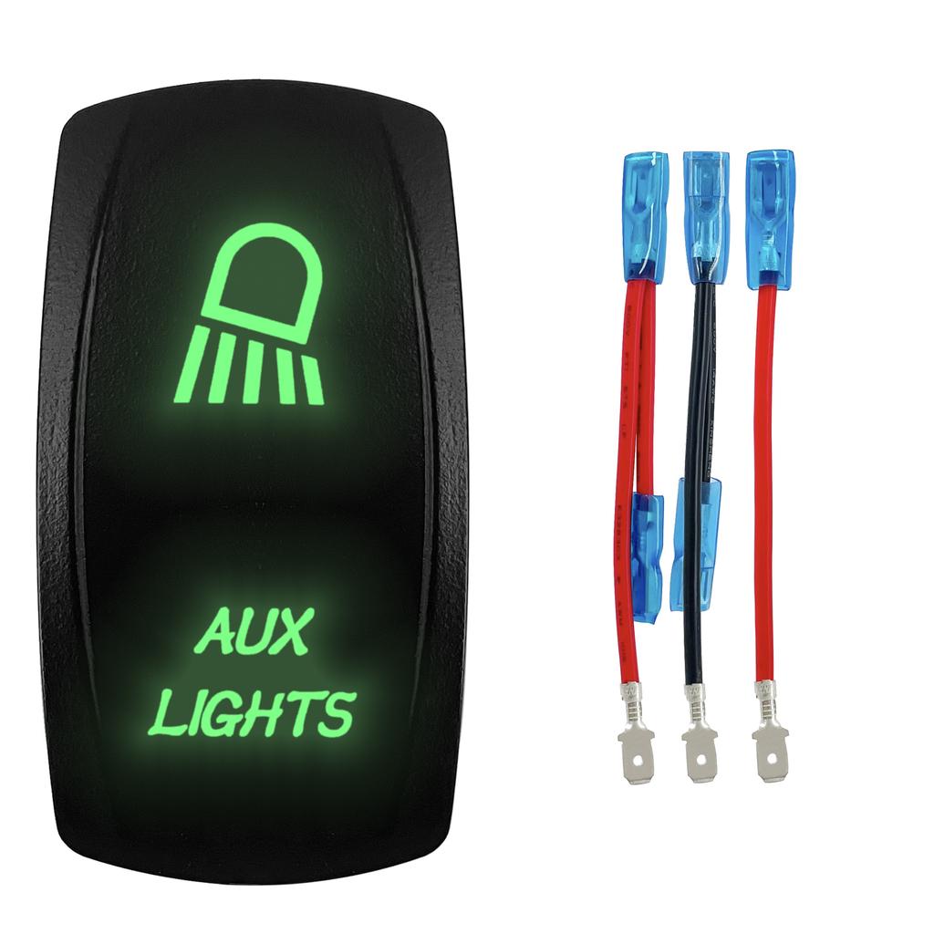 1 Pc Green 12V/24V Rocker Toggle Switch With Jump Wire for Car Boat Truck Marine Yacht Trailer Tractor Jeep YJ JK Vans SXS Battery Switches5