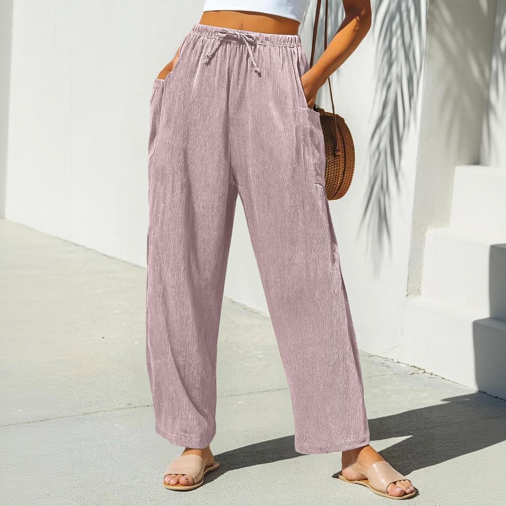 Damen Cordhose Lässig Locker Einfarbig Weites Bein Weite Version Mit Taschen