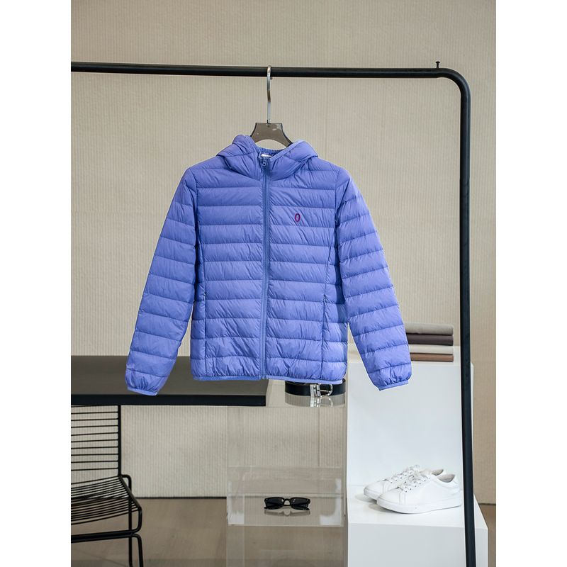 

Соответствующий 90% пух белой утки Минималистичный Легче всего сочетать Дофаминовый 3D крой Капюшон Теплый Классный Легкий пуховик Куртка Purple Blue 2 pieces