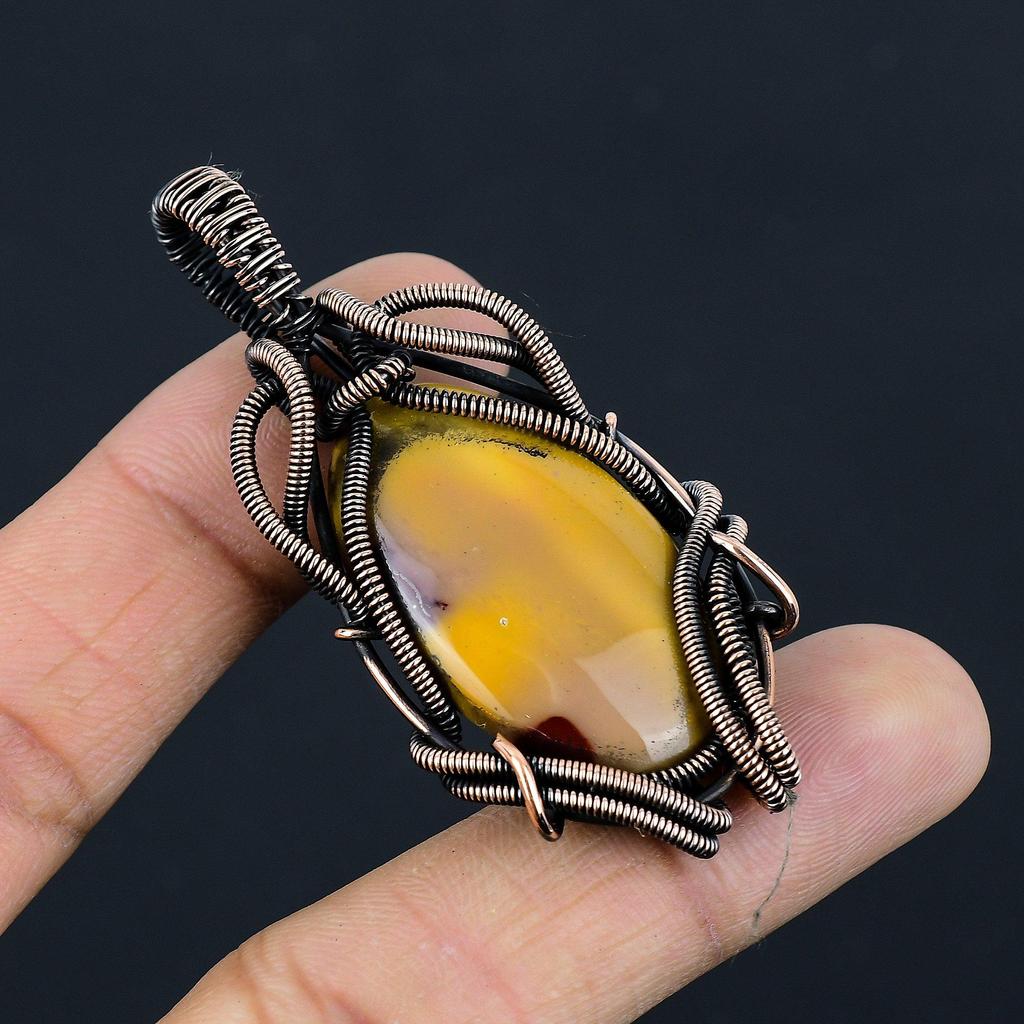 Mookaite 999 Copper Wire Wrapped Pendant Handmade Gemstone Jewelry, Gifts For Wife Brand New Pendant