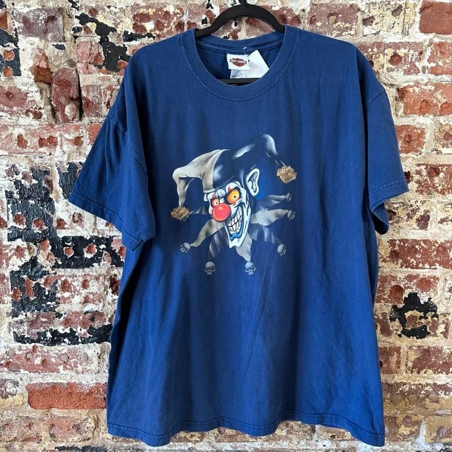 Harley Davidson Joker Space Coast Mens 2XL Blue Biker Short Sleeve Unisex T-Shirt XXXL