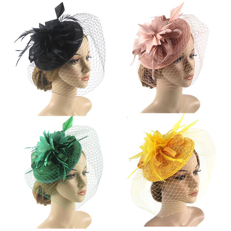 Retro Sinamay Headband Fascinator Wedding Ascot Hat Hatinator Birdcage Veil