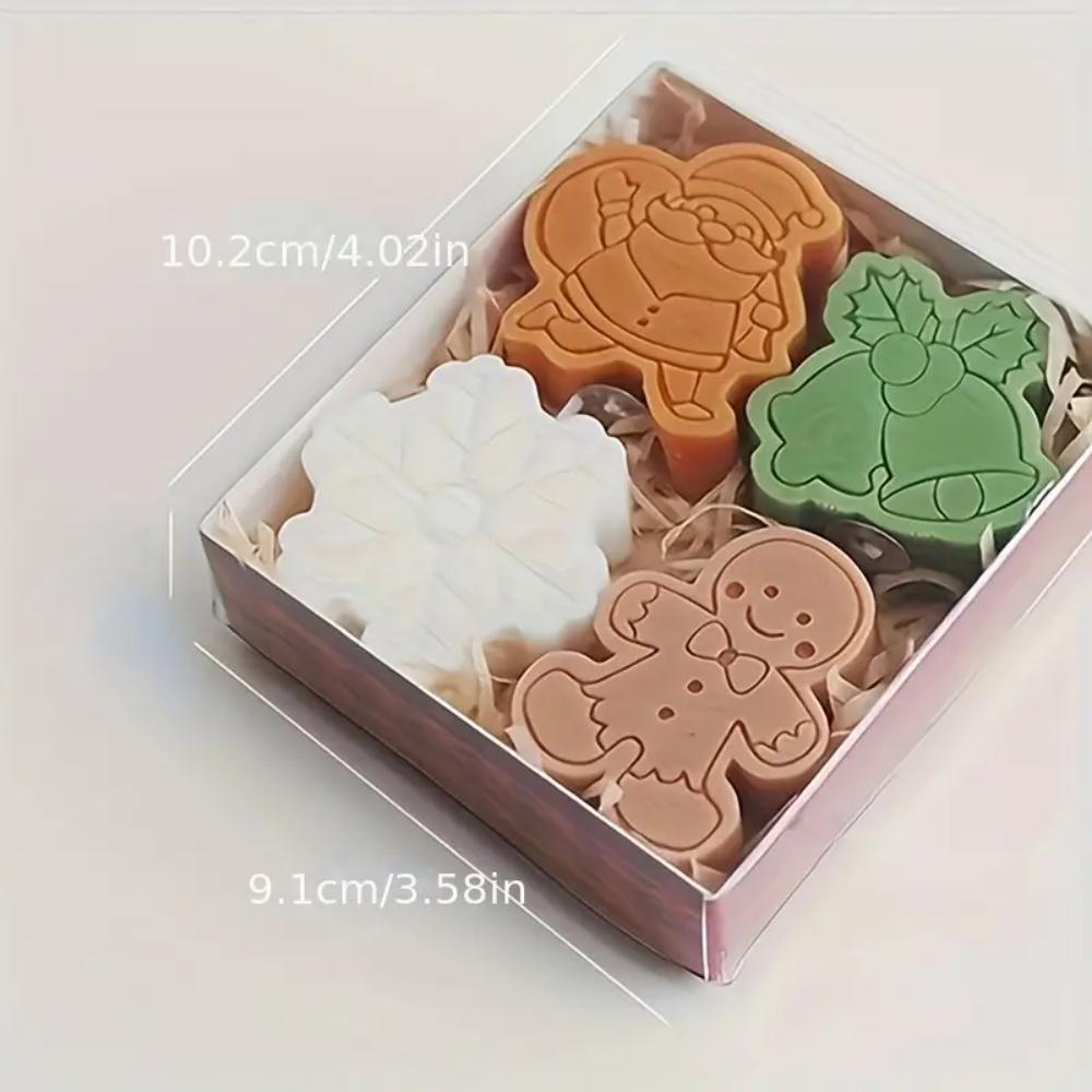 

4-piece Christmas Series festive scented candles - Christmas decorations, suitable for New Year festive fireplaces, soy wax,