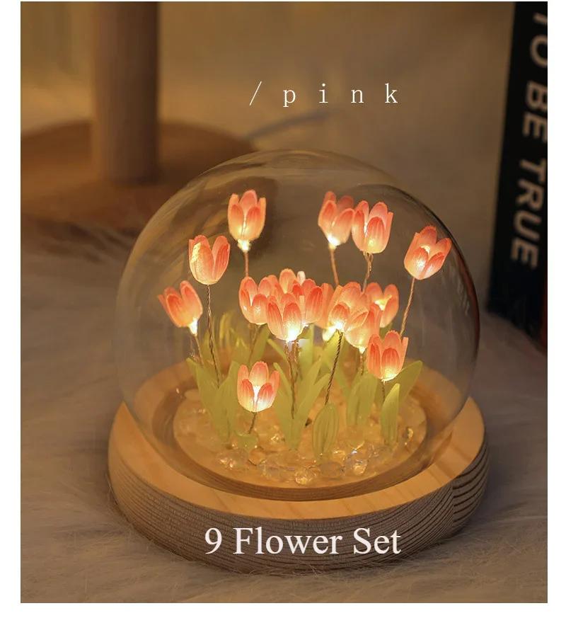 Handmade DIY Material Package Lights Creative Desktop Tulip Fragrance Surround Light Decoration Gift for Girls Home Decor Flower