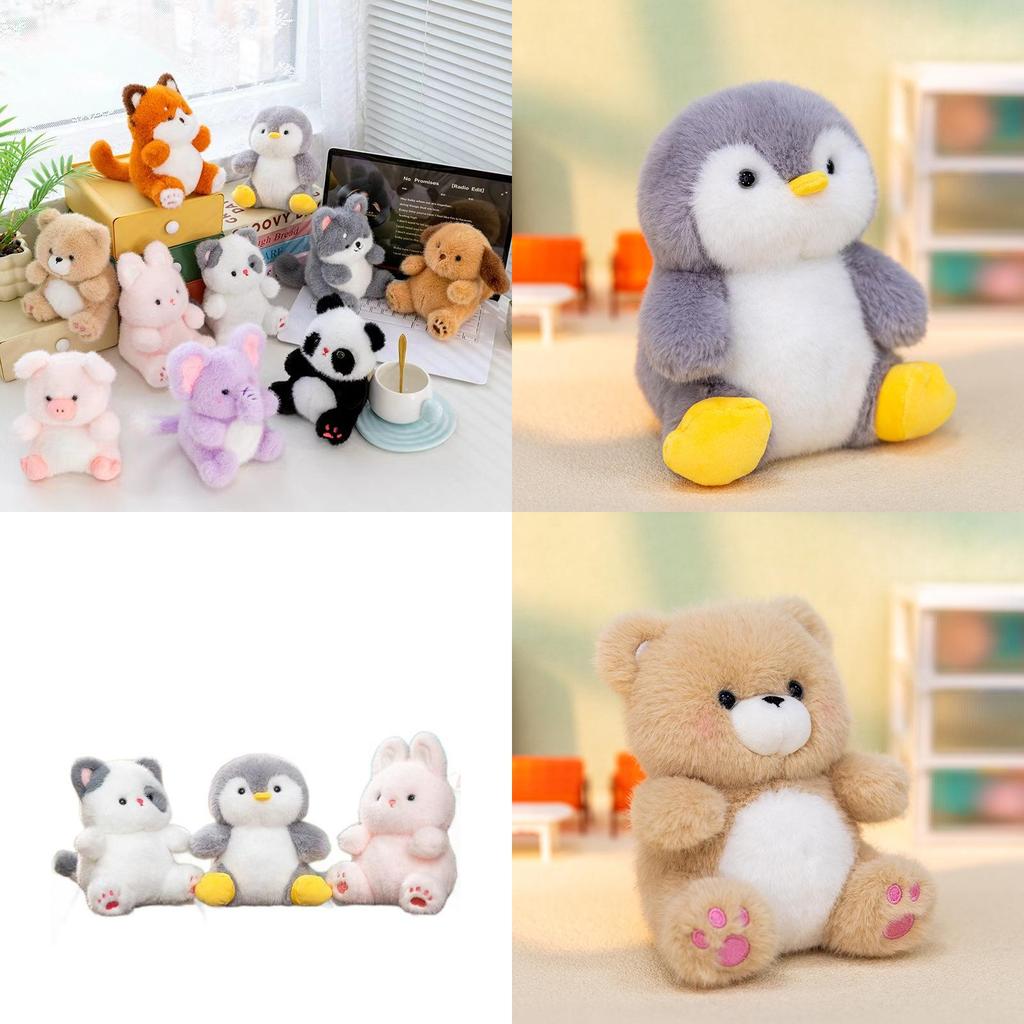 Plush Penguin Bear Rabbit Toy With Short Pile Soft Fabric For Kids And Collectors