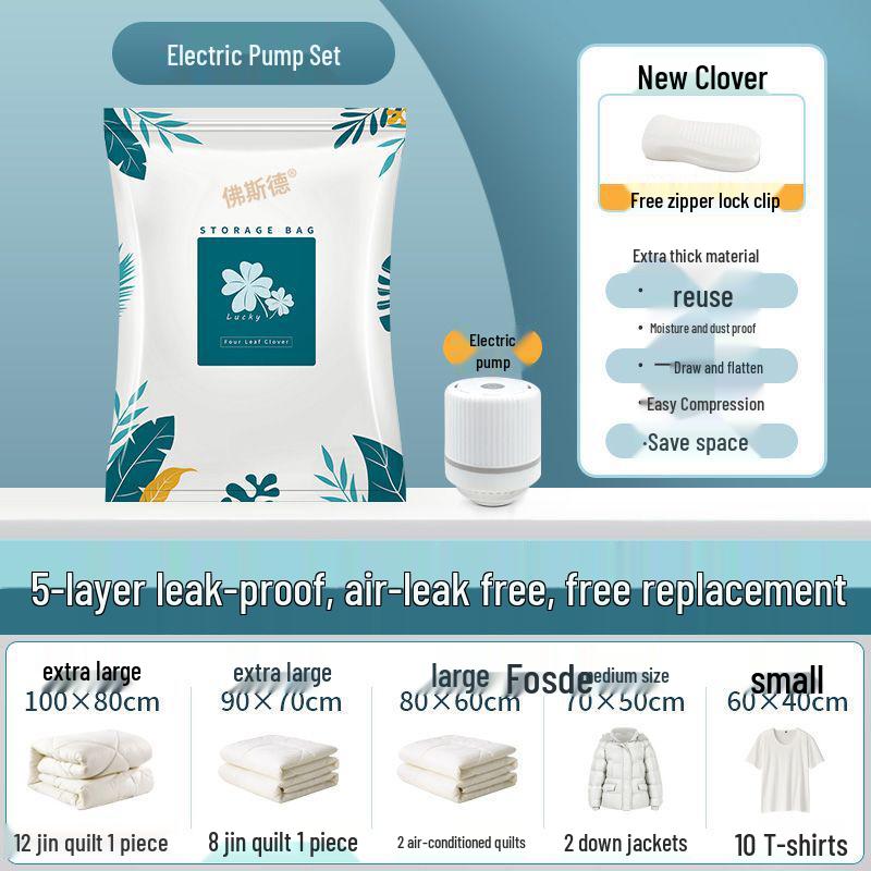 Large Vacuum Compression Bags for Clothes & Quilts – Pump-Free Storage Solution Thick Anti-Leak Bags Only