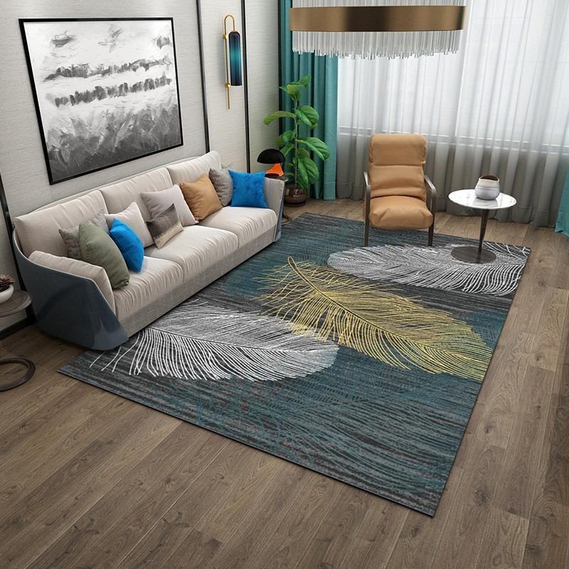 Feather Patterned Area Rug Artistic Colorful Feather Print Carpet Soft Non Slip Floor Mat For Living Room Bedroom Home Decor