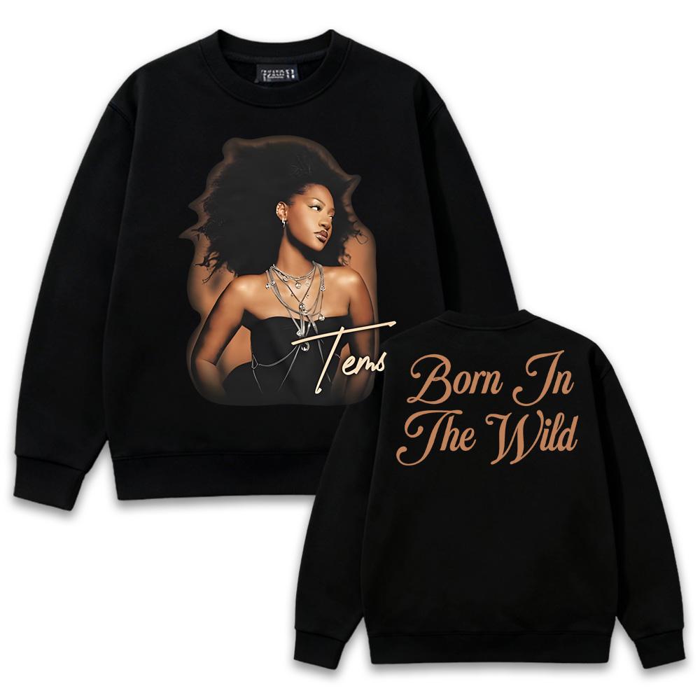 

Мерч TEMS Пуловер с круглым вырезом Born in The Wild Tour 2025 Новый для Осенне-Зимней Моды Свитшоты Эстетичные Топы XS чёрный