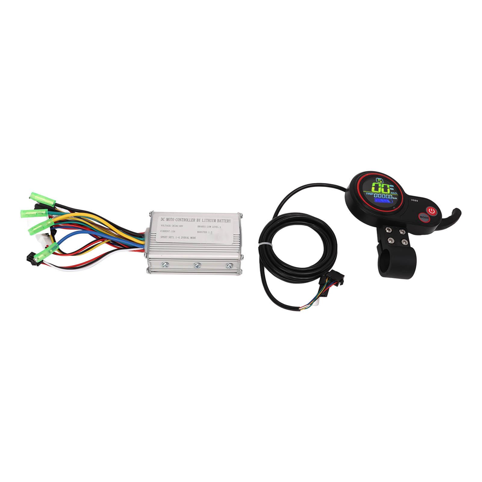 Kit de Controlador de Motor sin Escobillas de 36V 48V 15A y Pantalla LCD para Bicicletas Eléctricas Scooters Manillares de 22,2 mm black