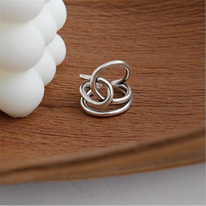 Fashion Personality Geometric Double Cross 925 Sterling Silver Jewelry Creative Woven Winding Opening Rings TYB395