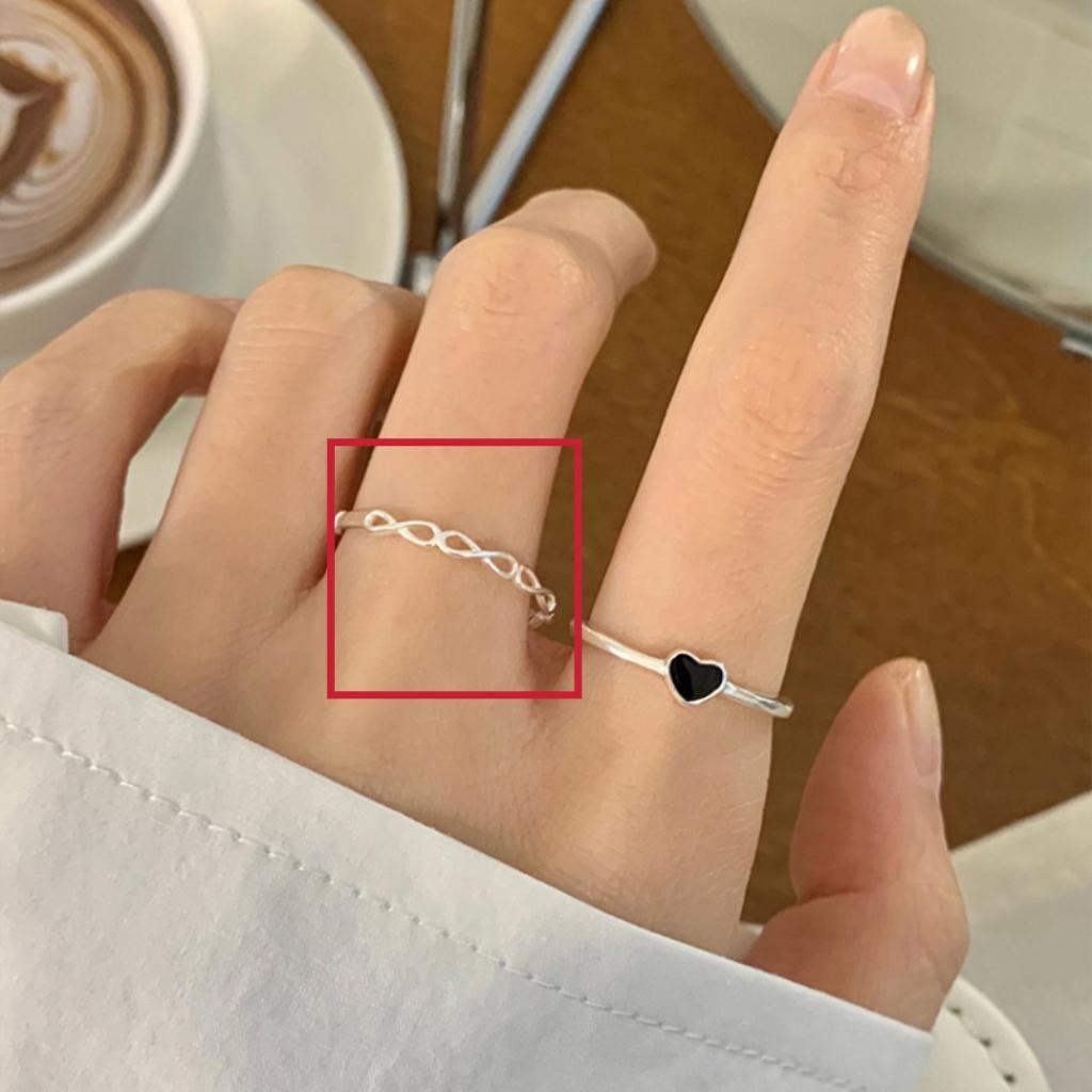 

925 Sterling Silver Jewelry Simple Black Heart Twist Line Finger Rings for Women Wedding Party Jewelry For Girls Friend Gift