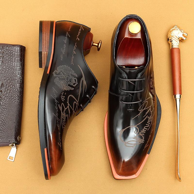 Foreign Trade Explosion Herrenschuhe Lackleder Glänzende Lederschuhe Herren Echtes Rindsleder Britische Business-Abendschuhe