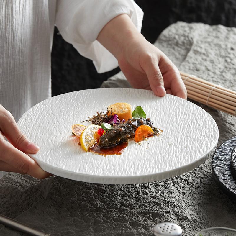 

Посуда Матовая Черно-белая Плоская тарелка, Круглая Западного стиля Гальваническое покрытие для еды, Тарелка для торта, Тарелка для стейка, Плоская тарелка