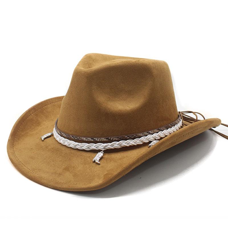 Suede Cowboy Hat Top Hat Western Cowboy Ethnic Jazz Hat Sun Hat