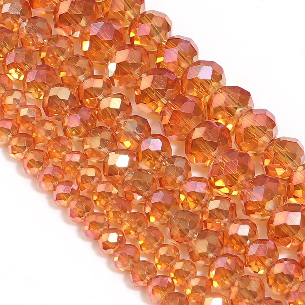 1 Strand 4/6/8mm Faceted Crystal Beads Orange Red Rondelle Glass Loose Beads For Jewelry Making DIY Bracelet Necklace Supplies