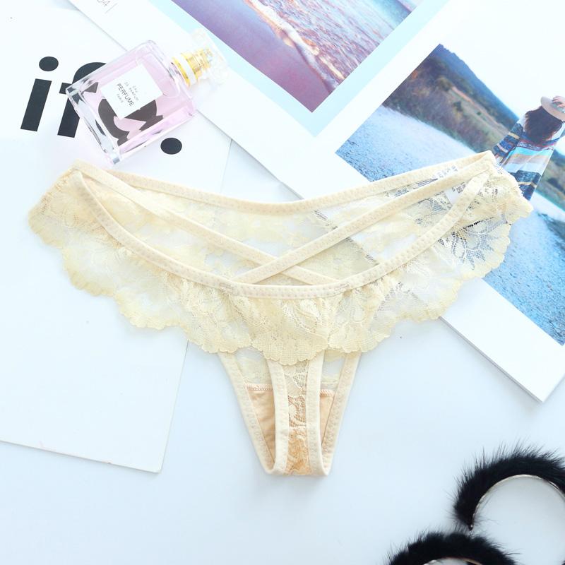 

Кружевные трусики-стринги, сексуальное женское нижнее белье, стринги, женское интимное белье K50 one size абрикосовый