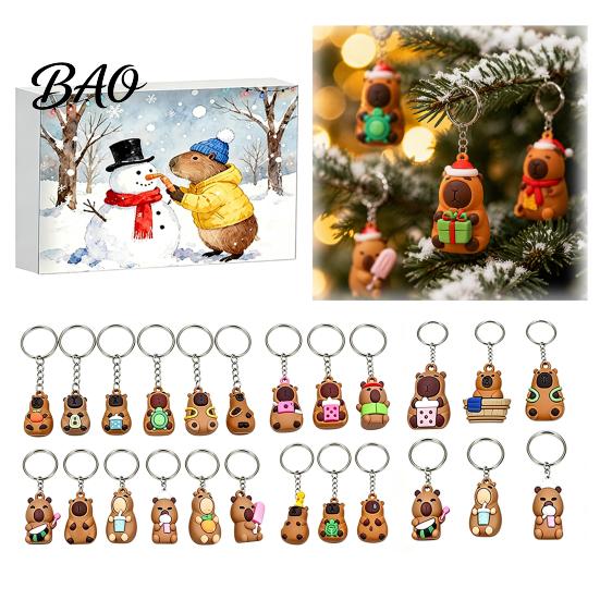 Party Favors 2026 Advent Calendar, 24 Days Cute Animal Keychains Christmas Countdown Tree Hanging Ornaments Mini 3D Collectible Figures, Holiday Gift