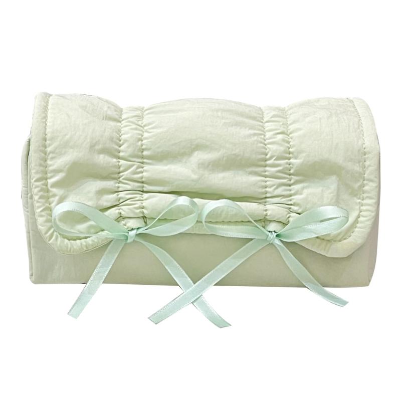 

High Capacity Pencil Case Bowknot Pen Pouches Portable Pen Organizers Travel Makeup Storage Bag for Women Girl Student зелёный
